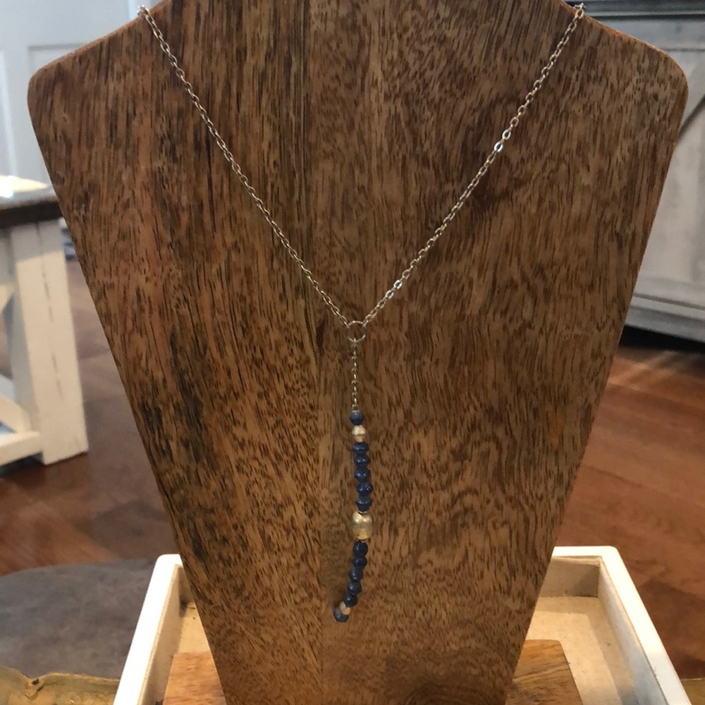 Bead for Life Shimmer Navy/Silver Boho Necklace